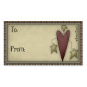 Country Prim Heart - Gift Tag business cards by mrssocolov2 Country Prim Heart - Gift Tag business cards