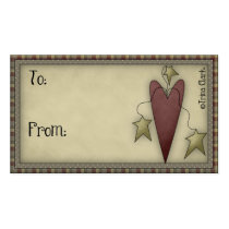 Country Prim Heart - Gift Tag business cards by mrssocolov2 Country Prim Heart - Gift Tag business cards