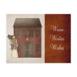 Country Prim Snowman & Saltbox House Design postcards