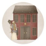 Country Prim Snowman & Saltbox House Design stickers