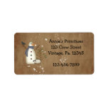 Country Primitive Snowman Label