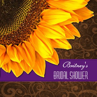 Country Purple Sunflower Bridal Shower Invitations invitation