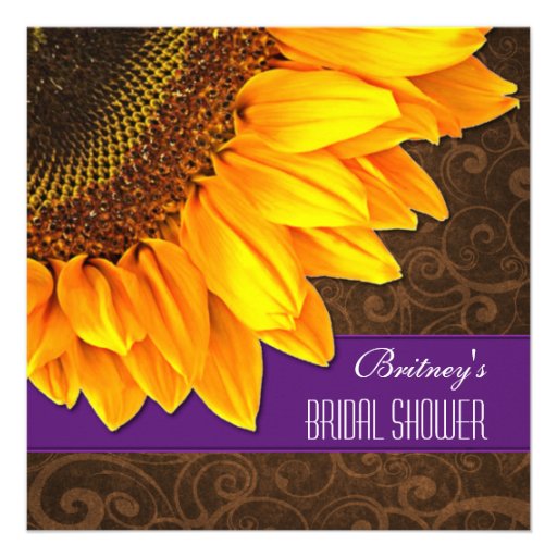Country Purple Sunflower Bridal Shower Invitations