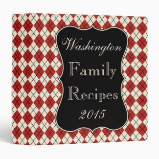 Country Red Argyle Family Recipe Binder