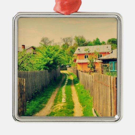 Country road christmas ornament