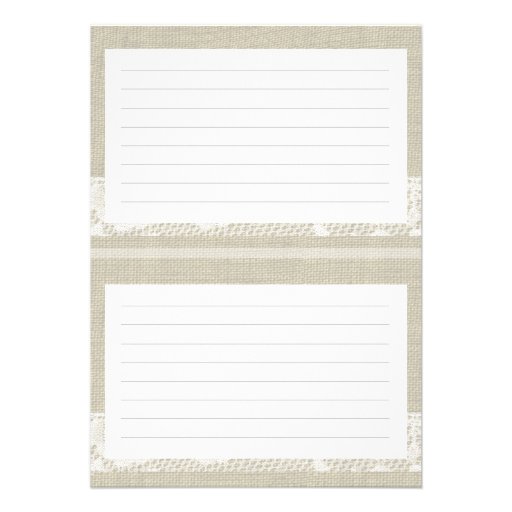 Country Romance Burlap Look Recipe Cards two 3 x 5