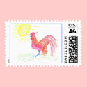 Country Rooster art by Wendy C. Allen postage