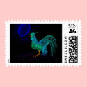 Country Rooster (Black) postage