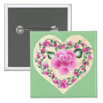 Country Rose Heart buttons