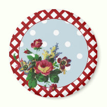 Country Roses Dots and Gingham Magnet