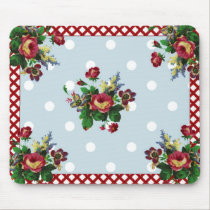 Country Roses Dots and Gingham Mousepad