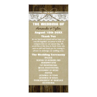 Country Rustic Burlap and Lace Wedding Programs