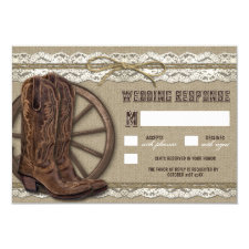 Country Rustic Burlap and Lace Wedding RSVP Cards
