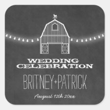 Country Rustic Chalkboard Barn Wedding Favors Square Sticker