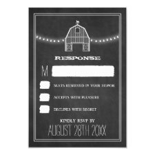 Country Rustic Chalkboard Barn Wedding RSVP Cards