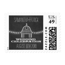 Country Rustic Chalkboard Barn Wedding Stamps