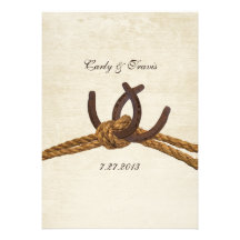 Country Rustic Horseshoes Wedding Invitations