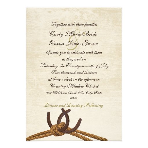 Country Rustic Horseshoes Wedding Invitations