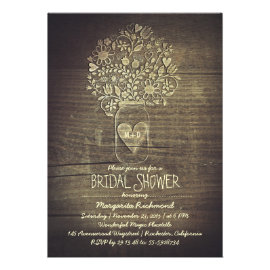 country rustic mason jar floral bridal shower personalized announcements