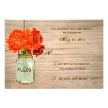 Country Rustic Mason Jar Flowers RSVP Custom Announcements