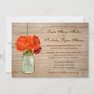 Country Rustic Mason Jar Flowers Wedding Personalized Announcements