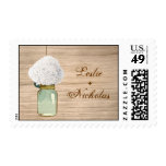 Country Rustic Mason Jar Hydrangea Wedding Stamps