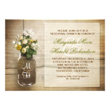 country rustic mason jar rehearsal dinner invites