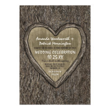 Country Rustic Oak Tree Bark Wedding Invitations