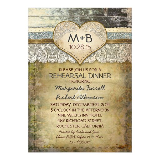 country rustic rehearsal dinner invitations