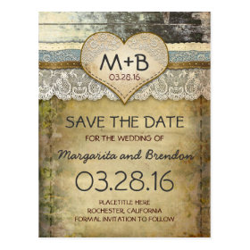country rustic save the date postcards