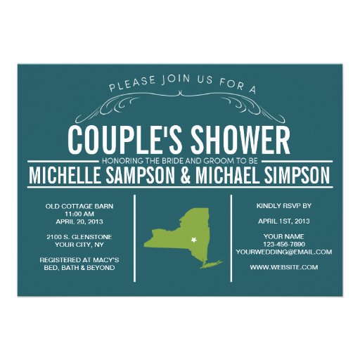 Country Rustic State Couple's Shower Announcements