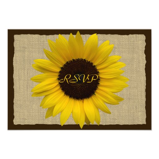Country Rustic Sunflower and Burlap Reply Card