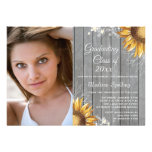 Country rustic sunflowers photo graduation party custom invites