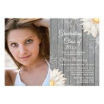 Country rustic white daisy photo graduation party custom invite