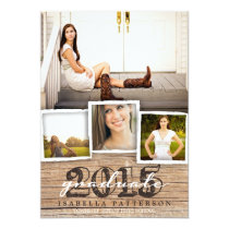 Country Rustic Wood Graduation 2015 Invitation 5" X 7" Invitation Card