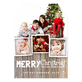 Country Rustic Wood Merry Christmas Photo Card