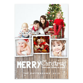Country Rustic Wood Merry Christmas Photo Card 5