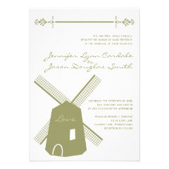 Country Sage Dutch Windmill Wedding Invitations