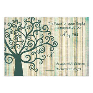 Country Scroll Tree Rustic Wedding RSVP Cards