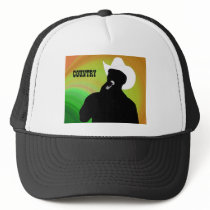 Country singer's silhouette, green yellow back mesh hat