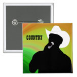 Country singer's silhouette, green yellow back pin