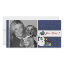 Country Snowman Photo Card {blue}