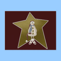 Country Snowman with Star postcards