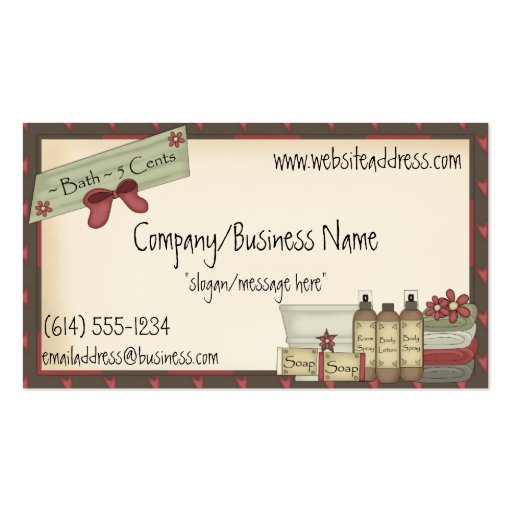Country Soaps & Bath Products Business Card (front side)