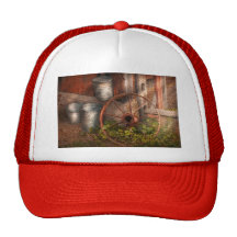 Country - Some dented pails and an old wheel Mesh Hat