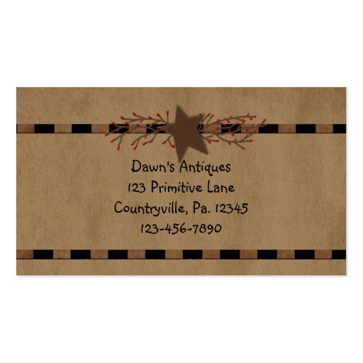 Country Star Hang Tag Business Card Template (back side)