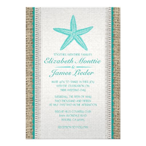 Country Starfish Wedding Invitations