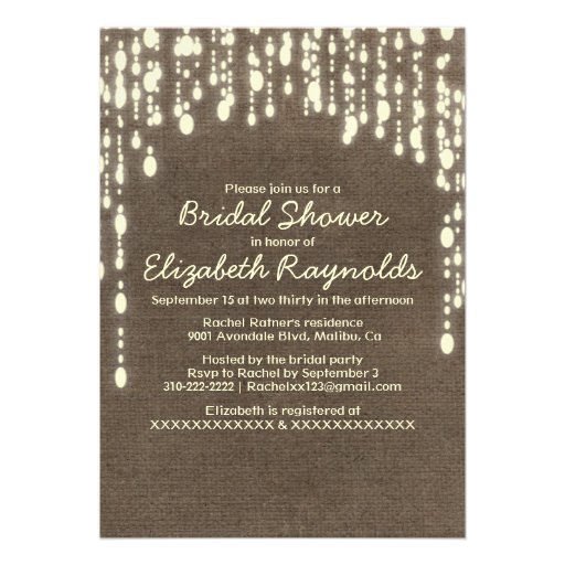 Country String of Lights Bridal Shower Invitations