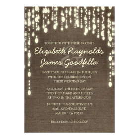 Country String of Lights Wedding Invitations Custom Invitation