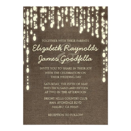 Country String of Lights Wedding Invitations